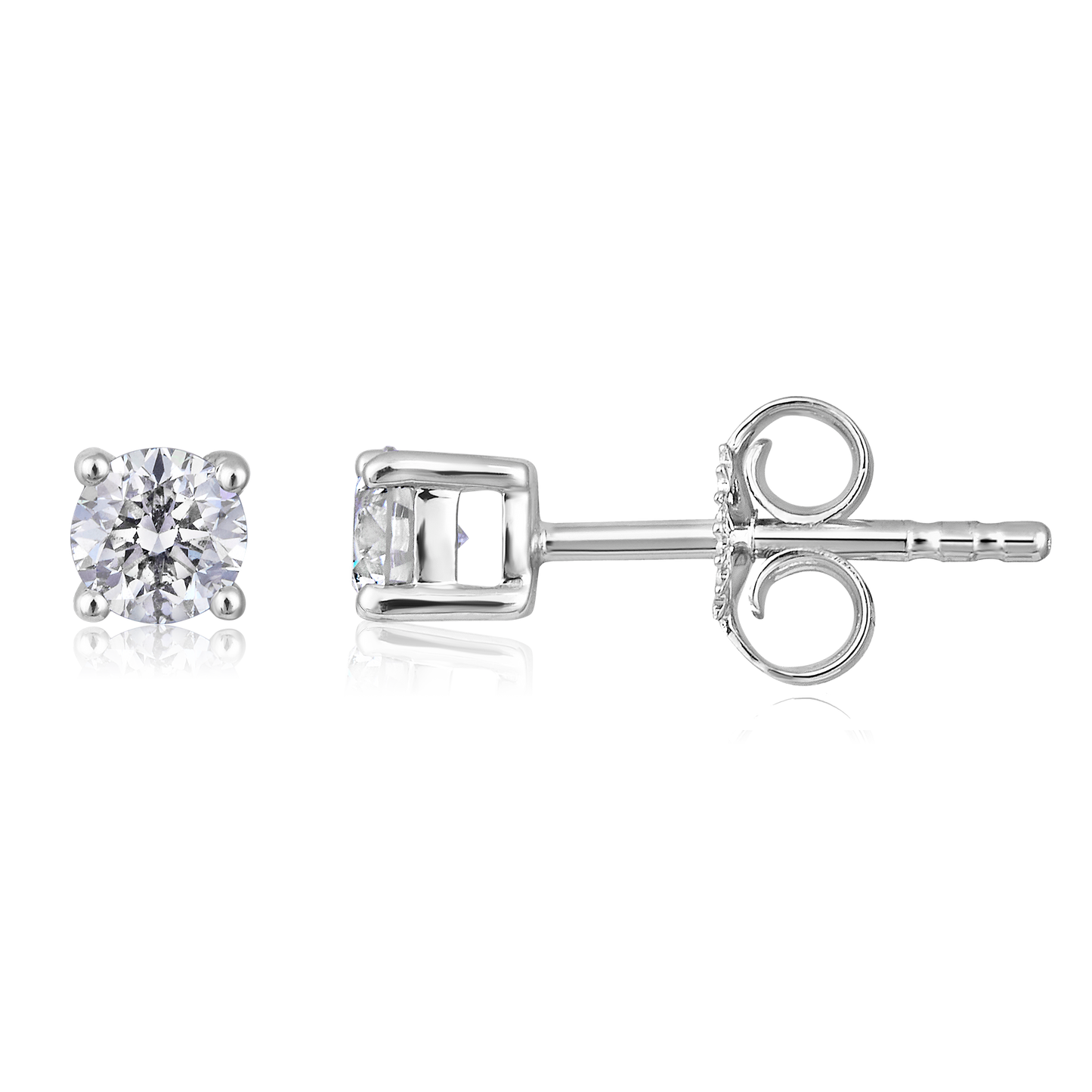 Solid Gold 0.4ct Natural Diamond 4 Prong Round Solitaire Stud Earrings