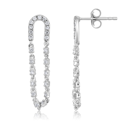 Solid Gold 0.4ct Natural Diamond Paperclip Loop Horseshoe Stud Earrings