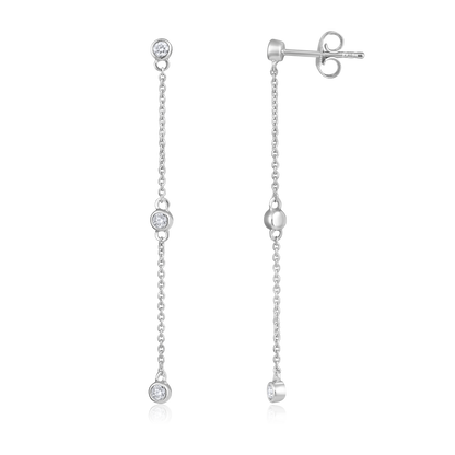Solid Gold 0.2ct Natural Diamond By Yard Chain Station Drop Earrings