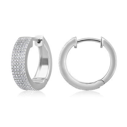 Solid Gold 0.5ct Natural Diamond Studded Chunky Huggie Earrings