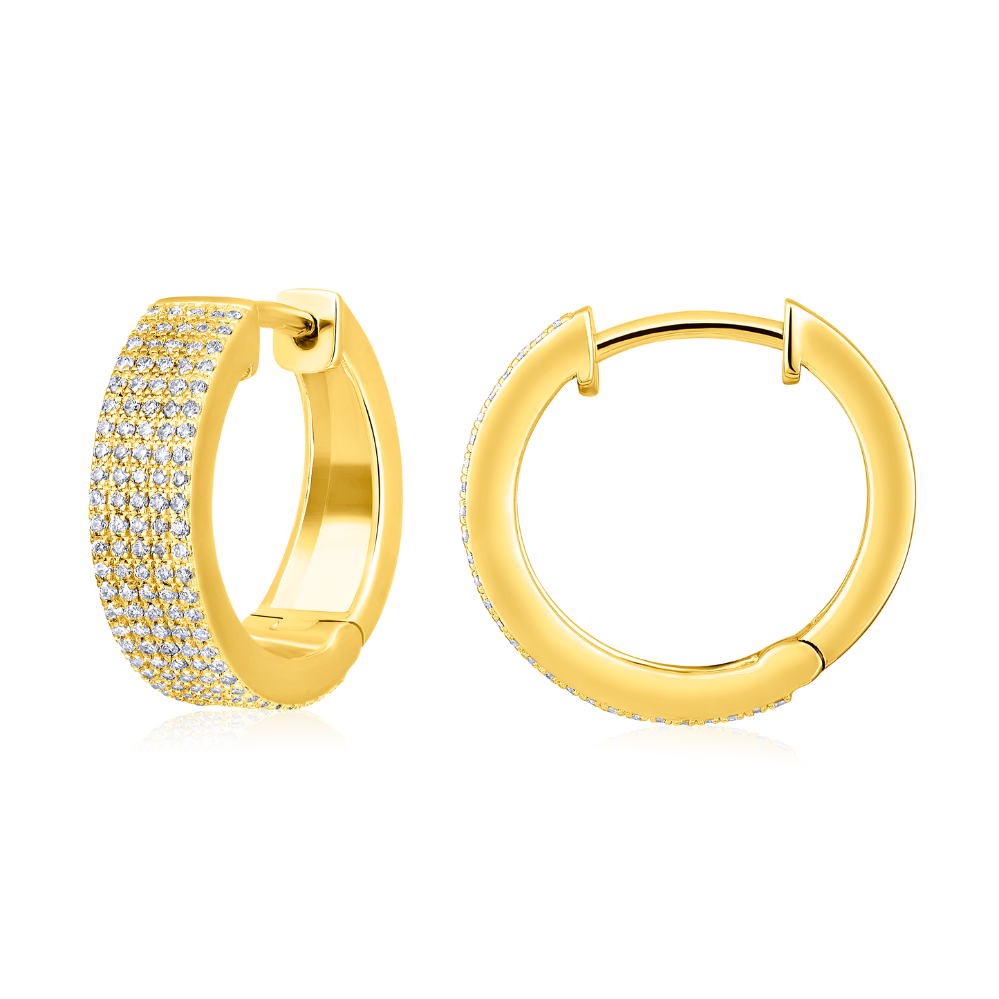 Solid Gold 0.5ct Natural Diamond Chunky Studded Huggie Hoop Earrings