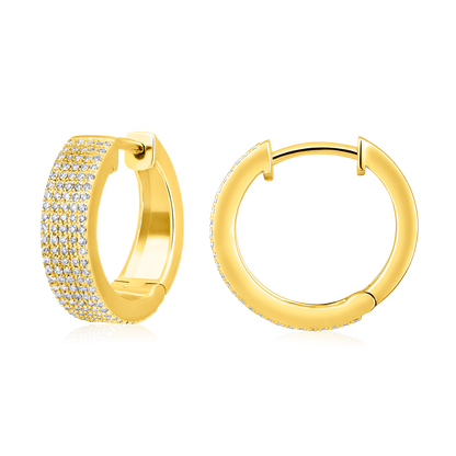 Solid Gold 0.5ct Natural Diamond Chunky Studded Huggie Hoop Earrings