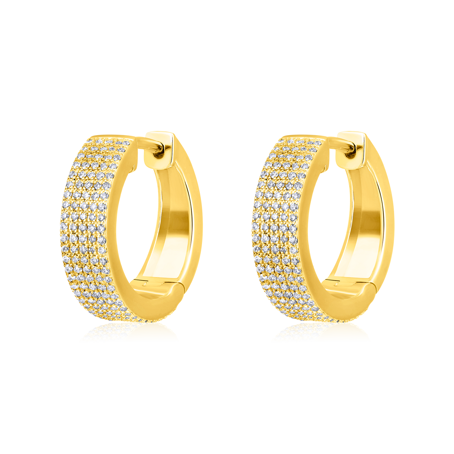 Solid Gold 0.5ct Natural Diamond Chunky Studded Huggie Hoop Earrings