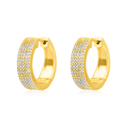 Solid Gold 0.5ct Natural Diamond Chunky Studded Huggie Hoop Earrings