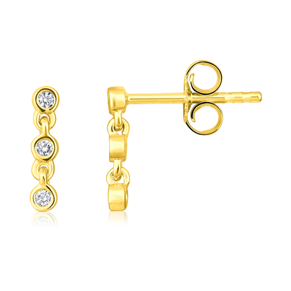 Solid Gold 0.1ct Natural Diamond By-Yard Chain Drop Stud Earrings