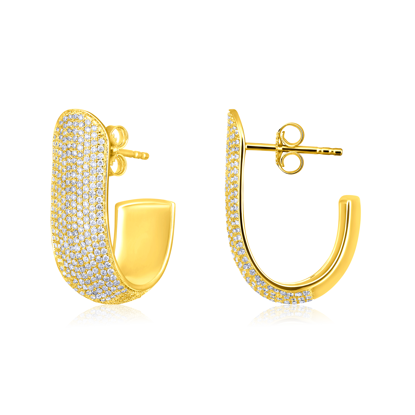 Solid Gold 1.22ct Natural Diamond J Shape Wrap Hoop Studded Earrings