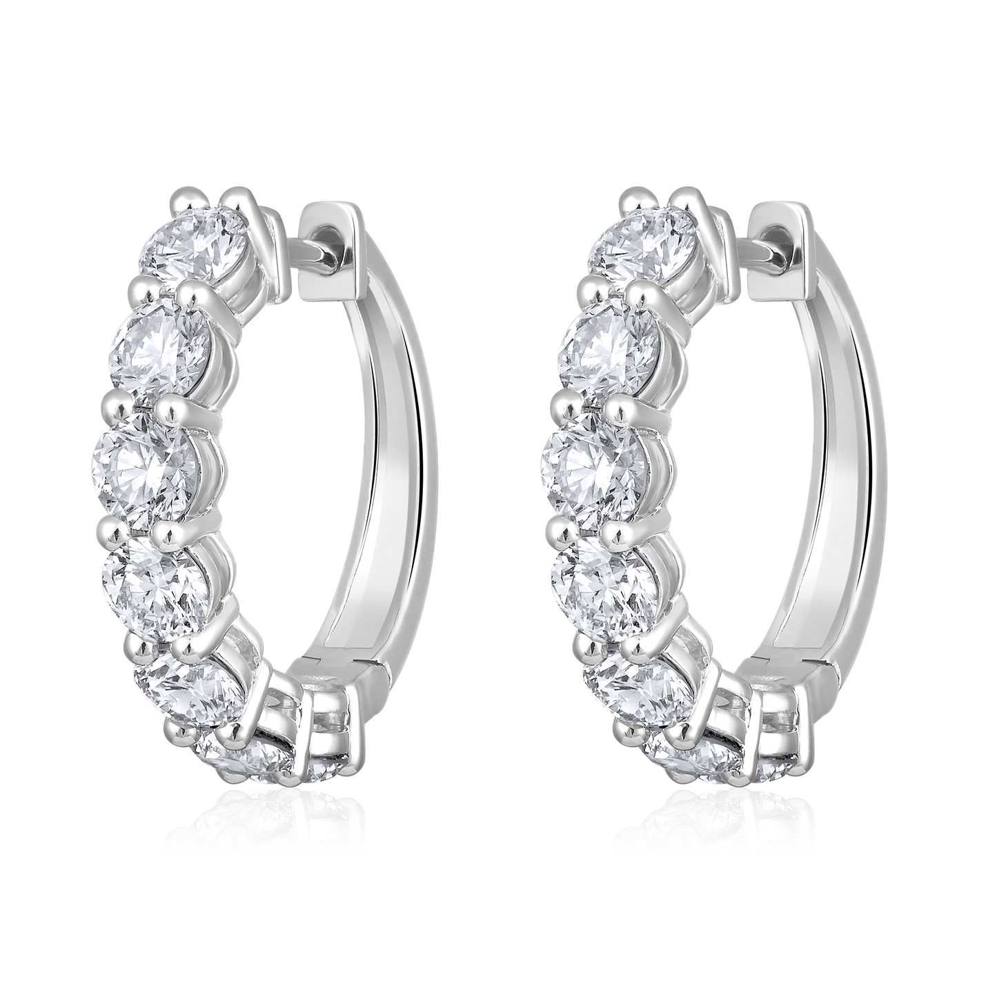 Solid Gold 2.72ct Natural Diamond Hoop Earrings