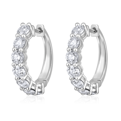 Solid Gold 2.72ct Natural Diamond Hoop Earrings