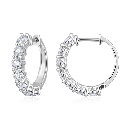 Solid Gold 2.72ct Natural Diamond Hoop Earrings