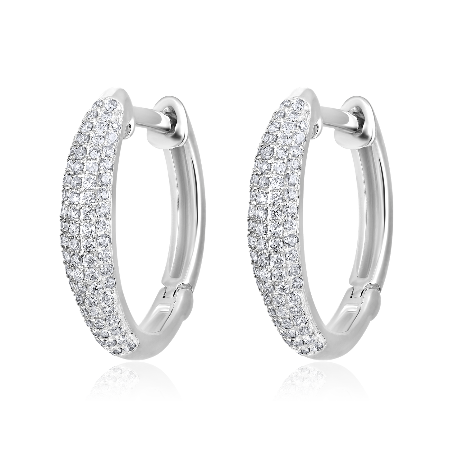 Solid Gold 0.23ct Natural Diamond Studded Dome Hoop Earrings
