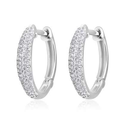 Solid Gold 0.23ct Natural Diamond Studded Dome Hoop Earrings