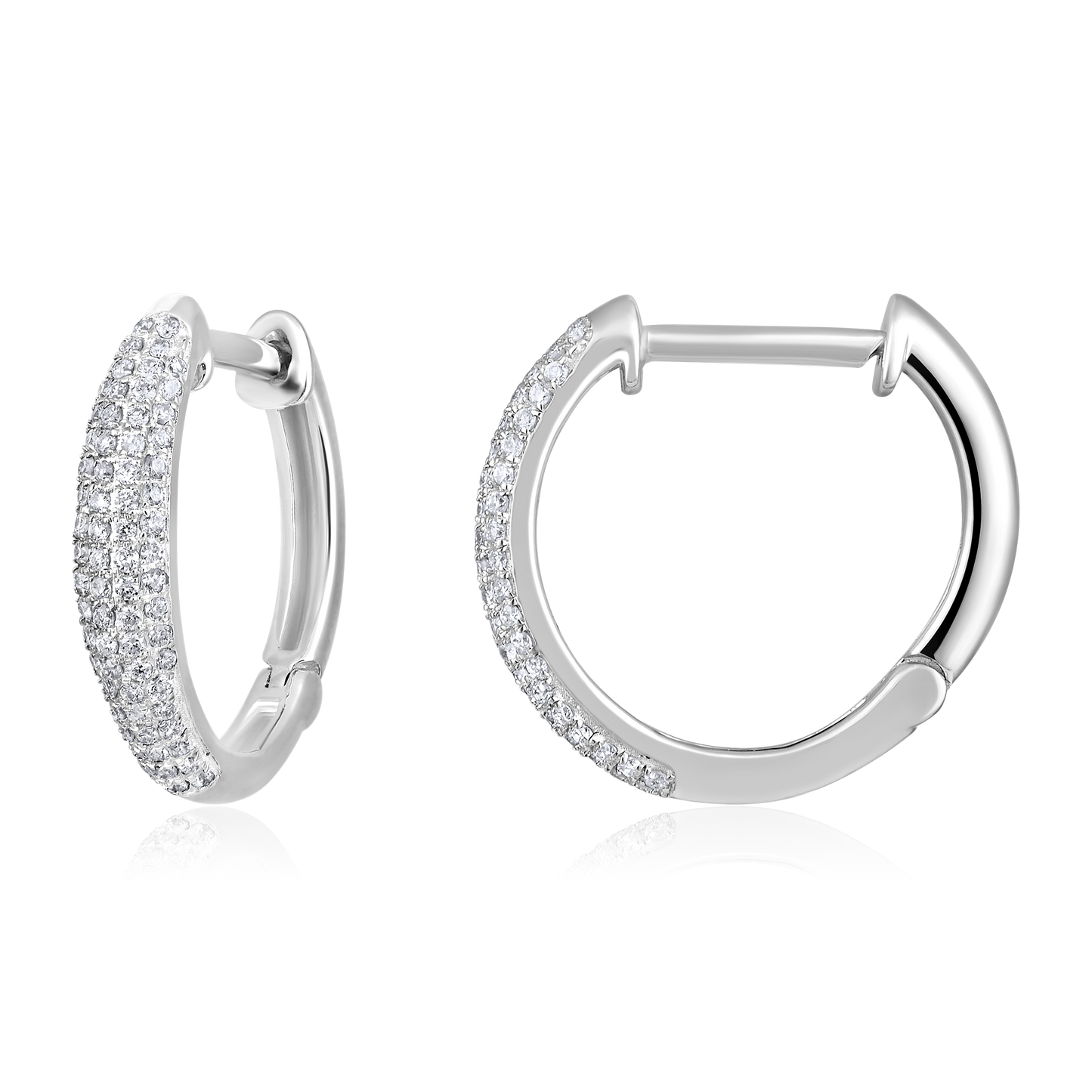 Solid Gold 0.23ct Natural Diamond Studded Dome Hoop Earrings