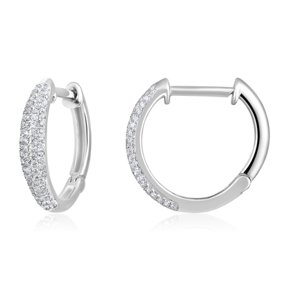 Solid Gold 0.23ct Natural Diamond Studded Dome Hoop Earrings