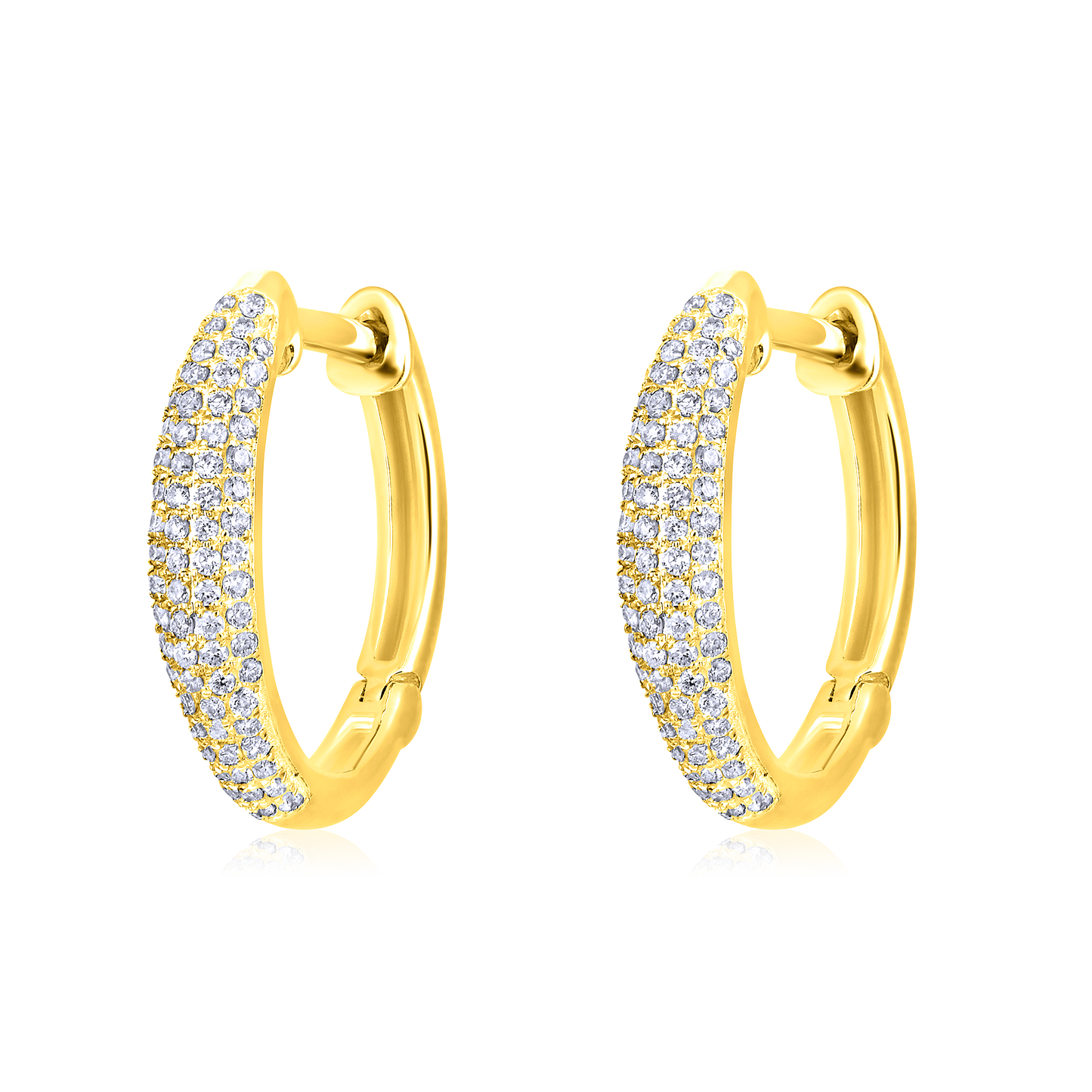 Solid Gold 0.23ct Natural Diamond Curved Dome Huggie Hoop Earrings