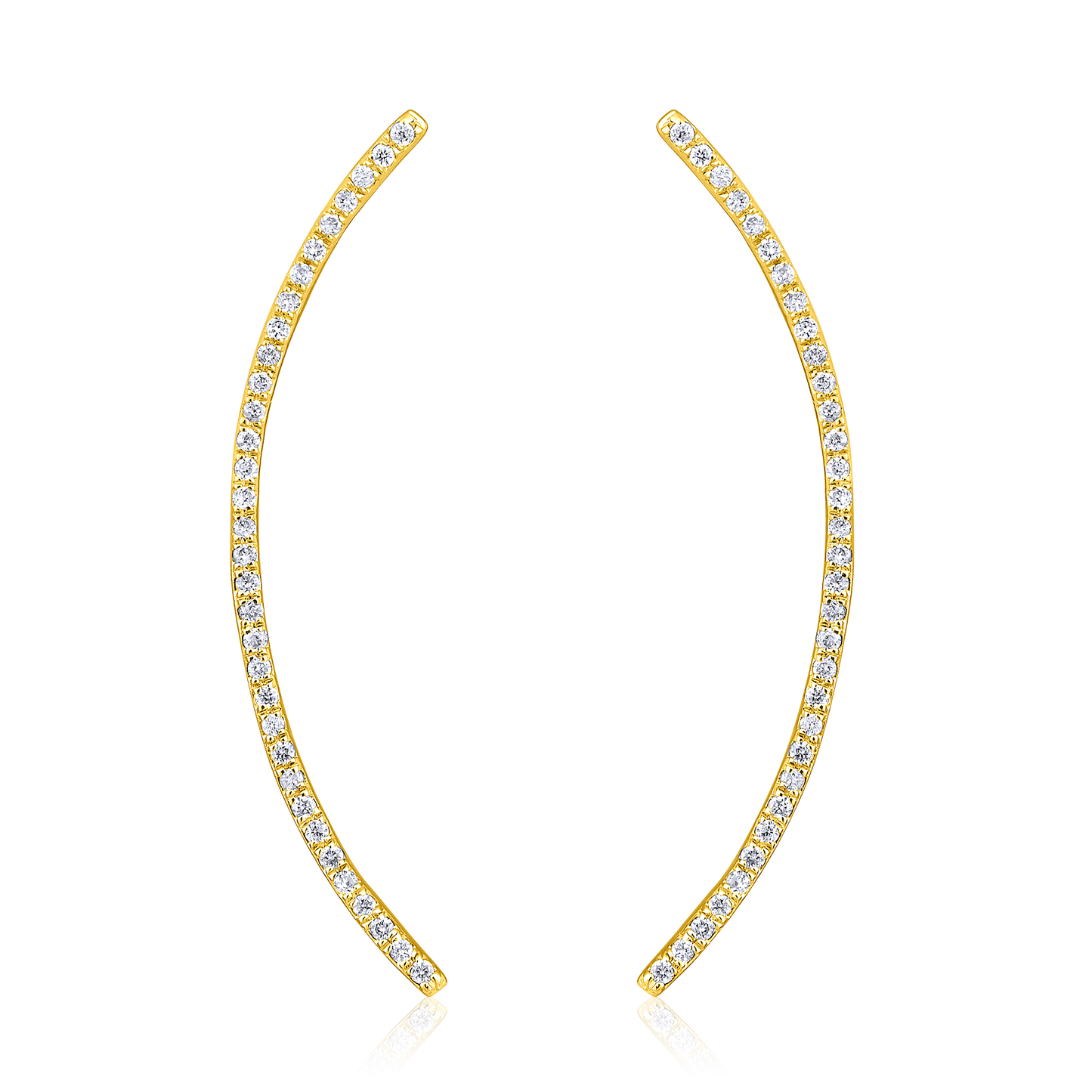 Solid Gold 0.12ct Natural Diamond Climber Sword Long Stud Earrings