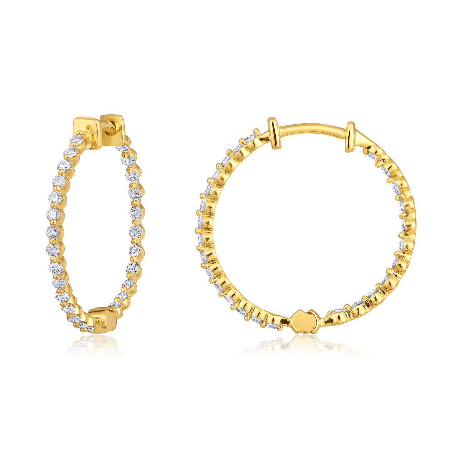 Solid Gold 0.5ct Natural Diamond Inside Out Hoop Earrings