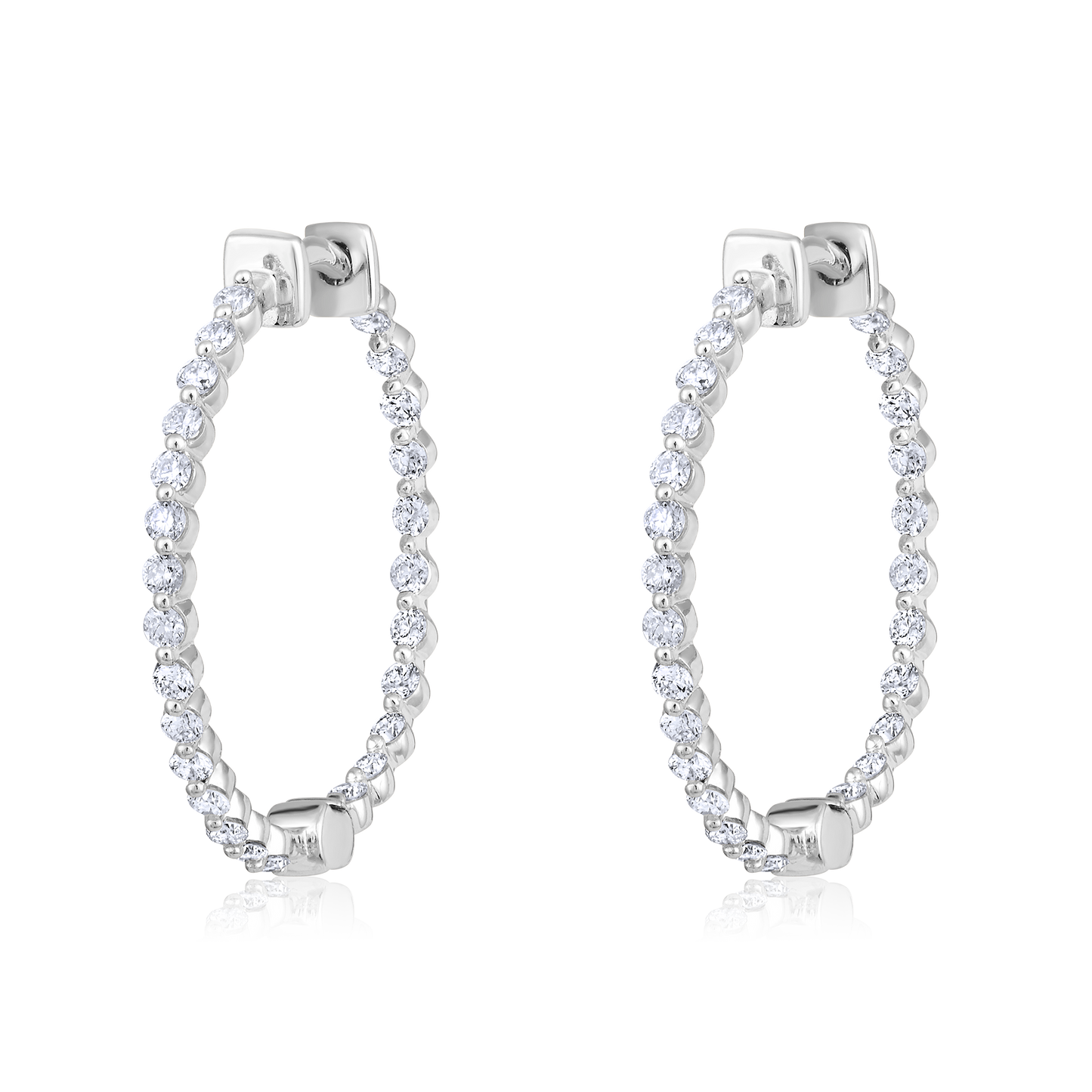 Solid Gold 0.5ct Natural Diamond Inside-Out Bead Hoop Earrings