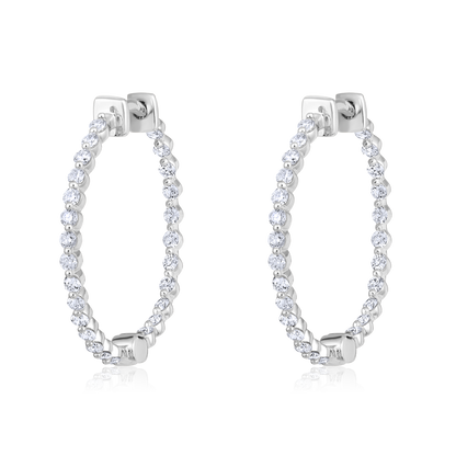 Solid Gold 0.5ct Natural Diamond Inside-Out Bead Hoop Earrings