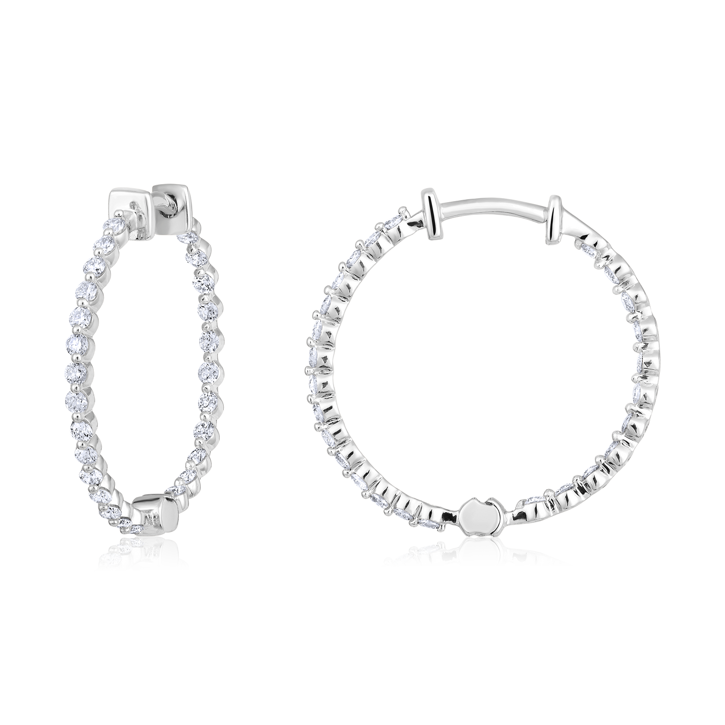 Solid Gold 0.5ct Natural Diamond Inside-Out Bead Hoop Earrings