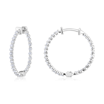 Solid Gold 0.5ct Natural Diamond Inside-Out Bead Hoop Earrings