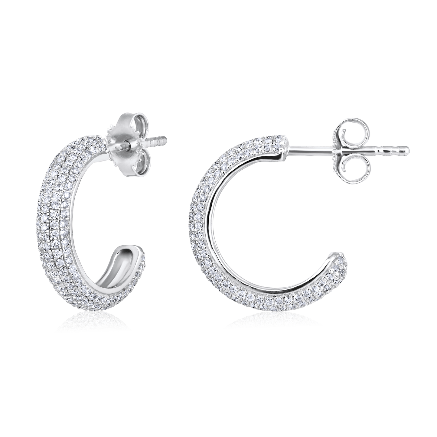 Solid Gold 0.72ct Natural Diamond Open Studded Huggie Chunky Earrings