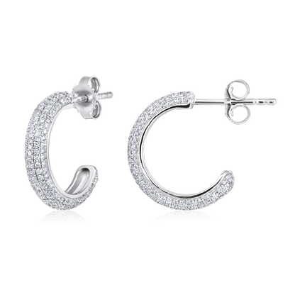 Solid Gold 0.72ct Natural Diamond Open Studded Huggie Chunky Earrings