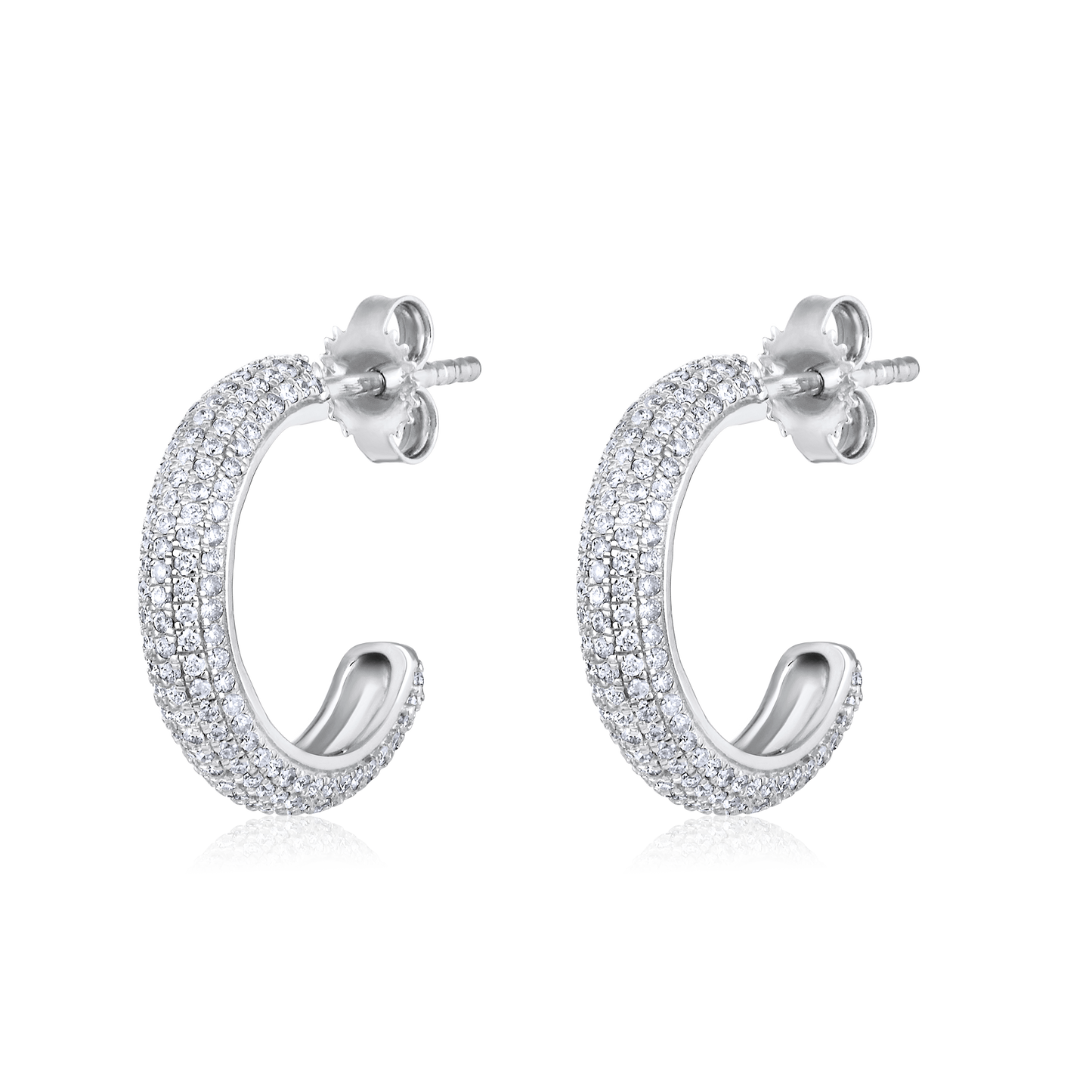 Solid Gold 0.72ct Natural Diamond Open Studded Huggie Chunky Earrings