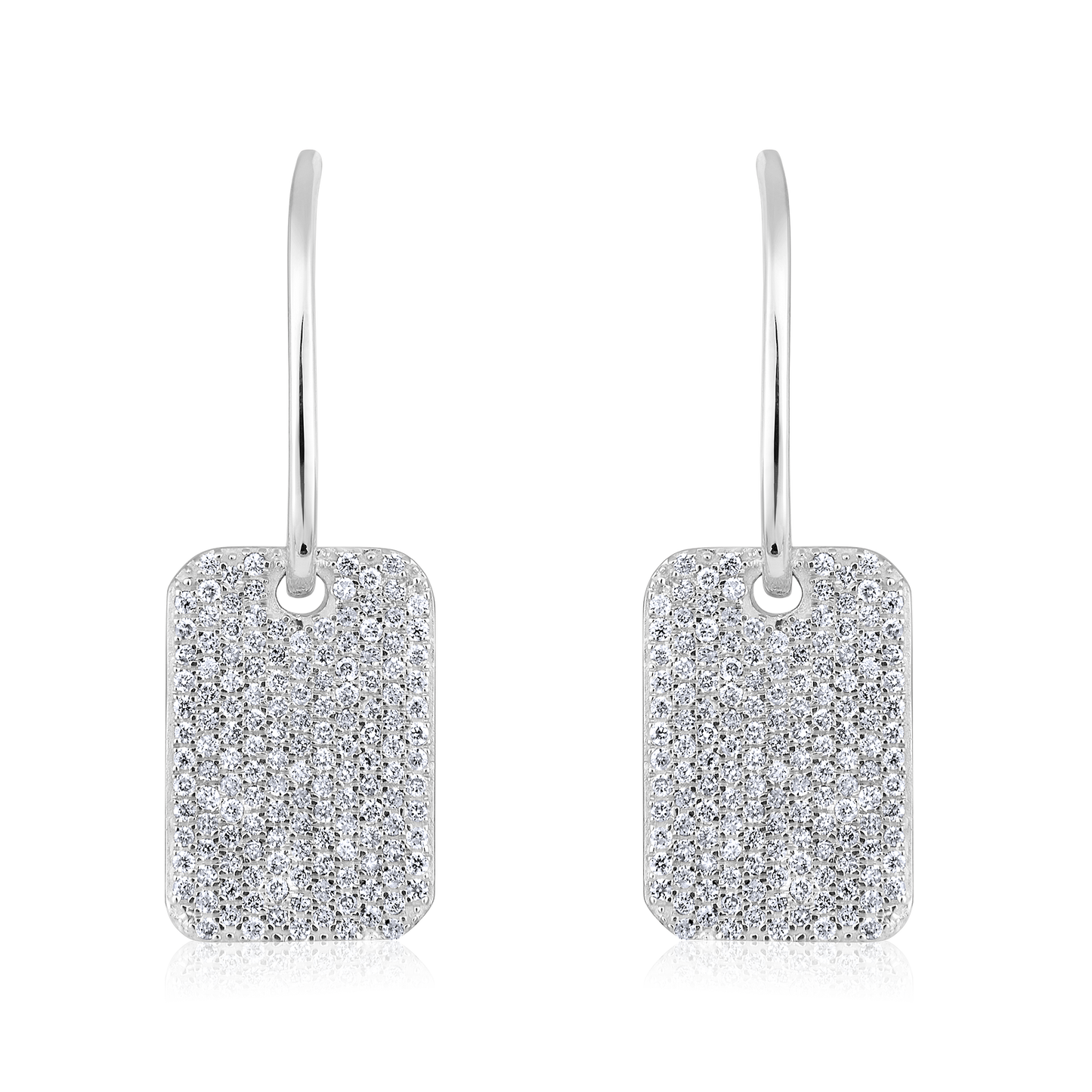 Solid Gold 0.5ct Natural Diamond Rectangle Tag Stud Drop Dangle Earrings