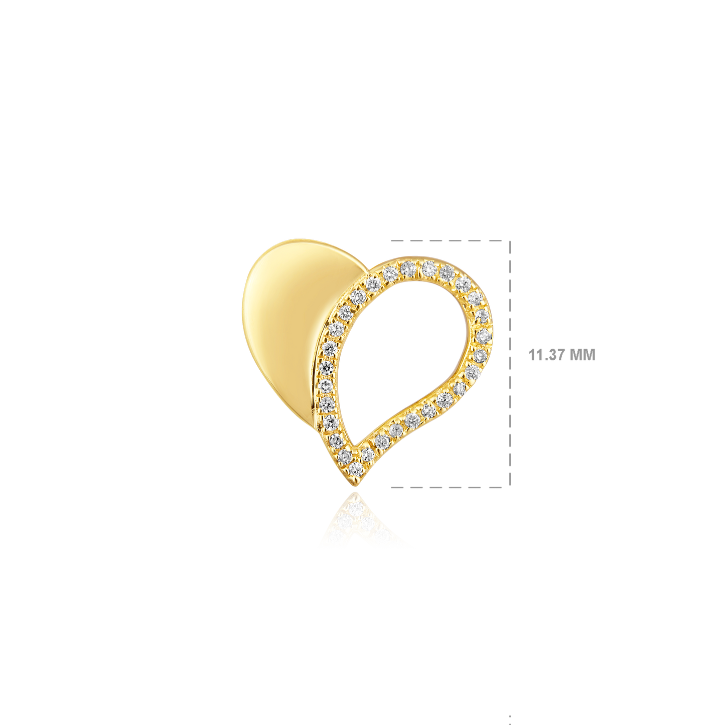 Solid Gold 0.1ct Natural Diamond Heart Half Stud Earrings