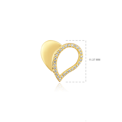 Solid Gold 0.1ct Natural Diamond Heart Half Stud Earrings