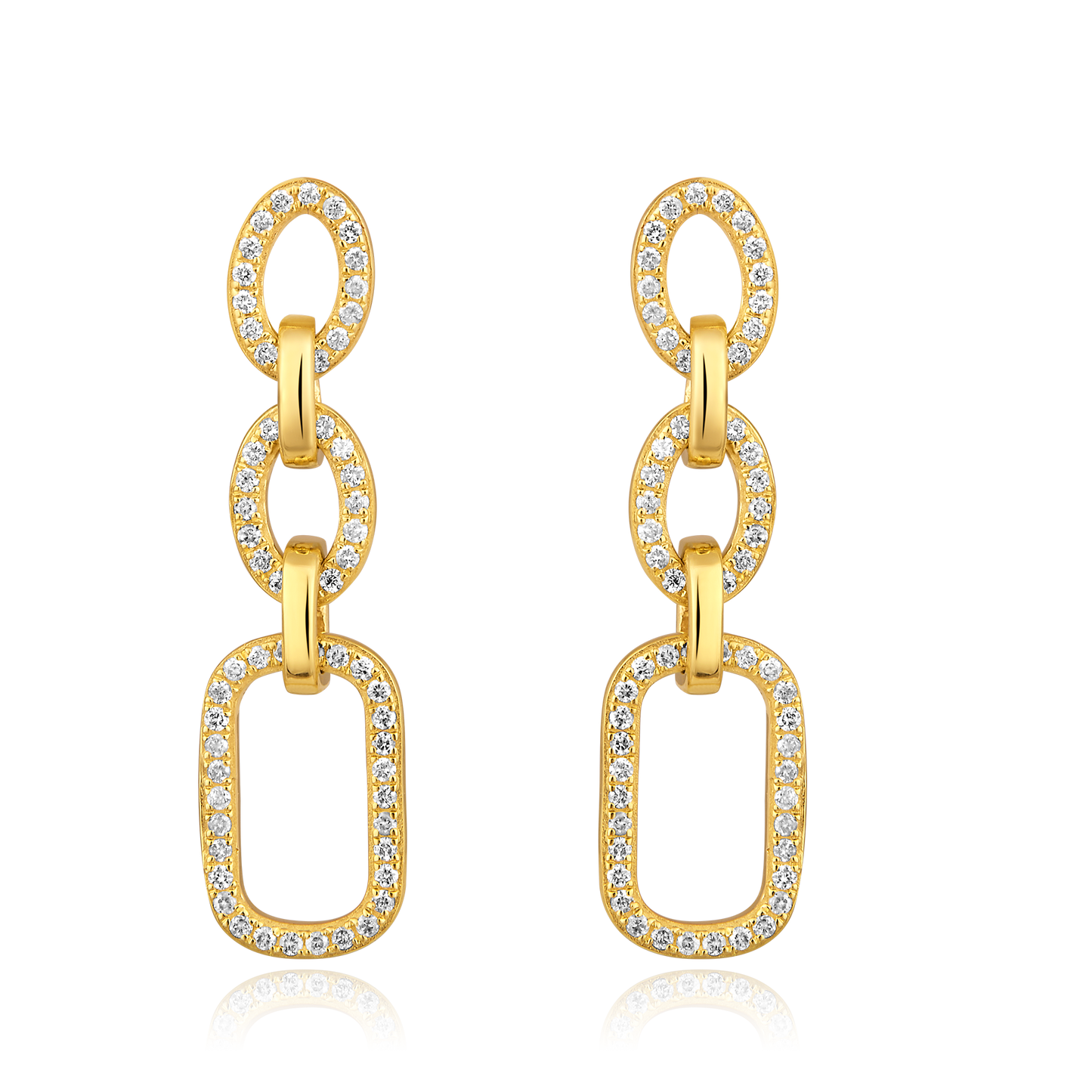 Solid Gold 0.24ct Natural Diamond Chain Link Paperclip Drop Earrings
