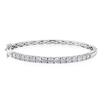 Solid Gold 4.4ct Natural Diamond Tennis Bangle Bracelet