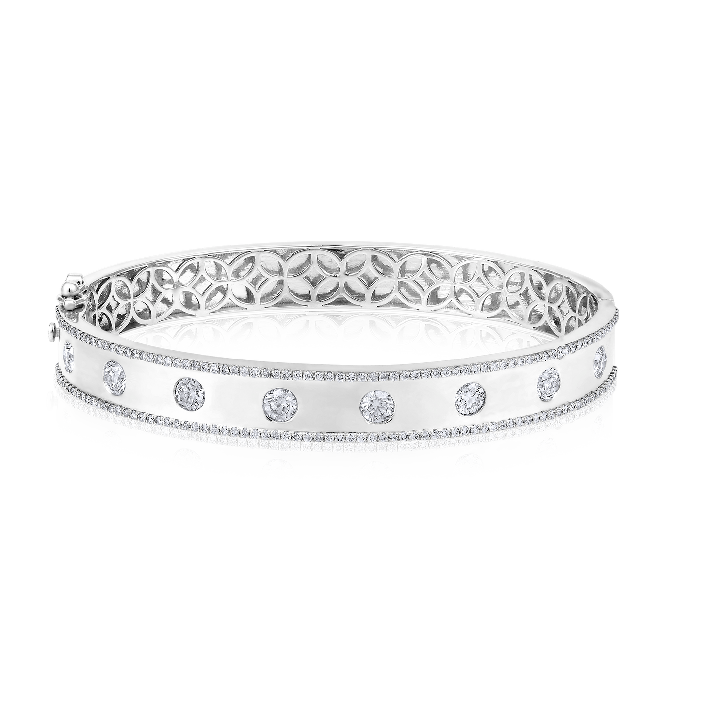 Solid Gold 2.22ct Natural Diamond Bangle Chunky Station Bracelet