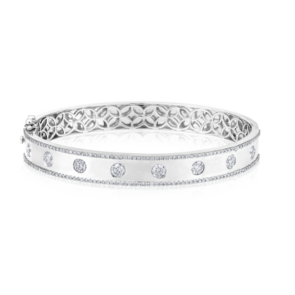 Solid Gold 2.22ct Natural Diamond Bangle Chunky Station Bracelet