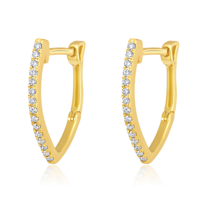 Solid Gold 0.14ct Natural Diamond V Huggie Triangle Earrings