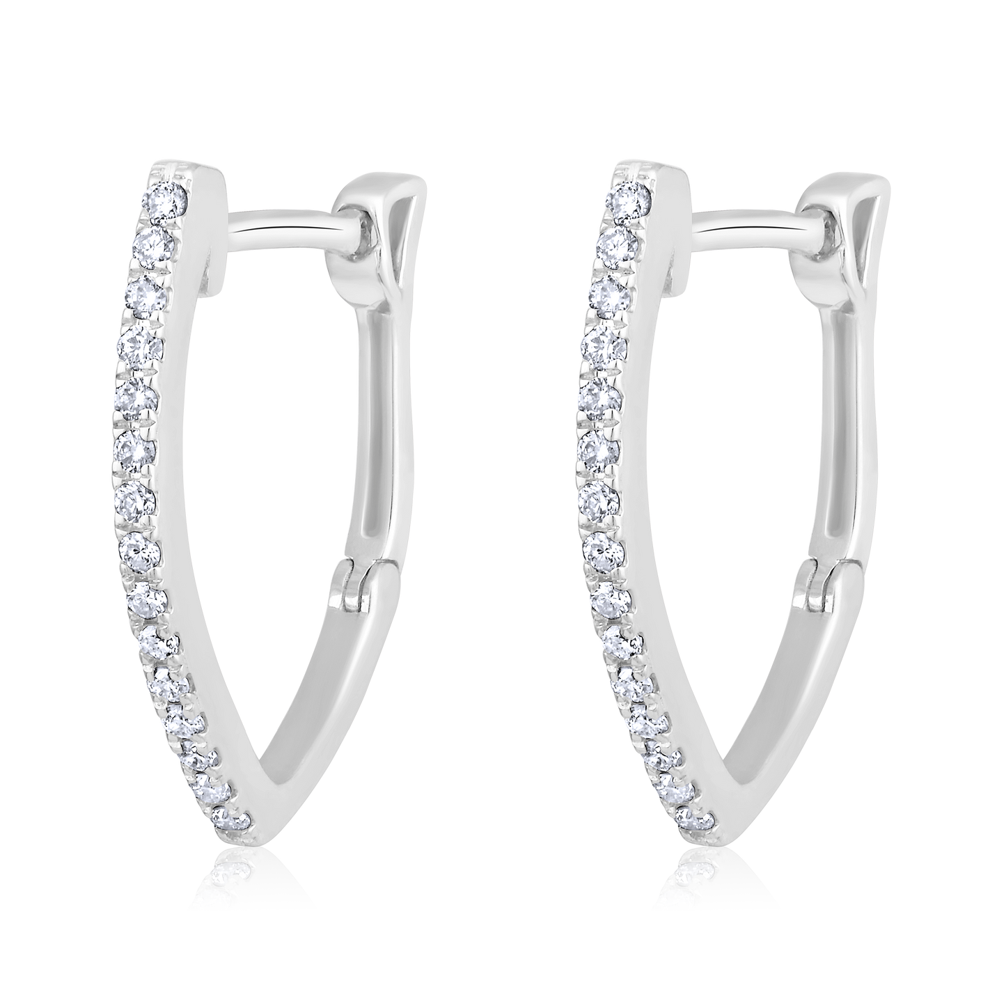 Solid Gold 0.2ct Natural Diamond Triangle Hoop Huggie Earrings