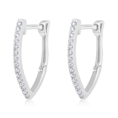 Solid Gold 0.2ct Natural Diamond Triangle Hoop Huggie Earrings