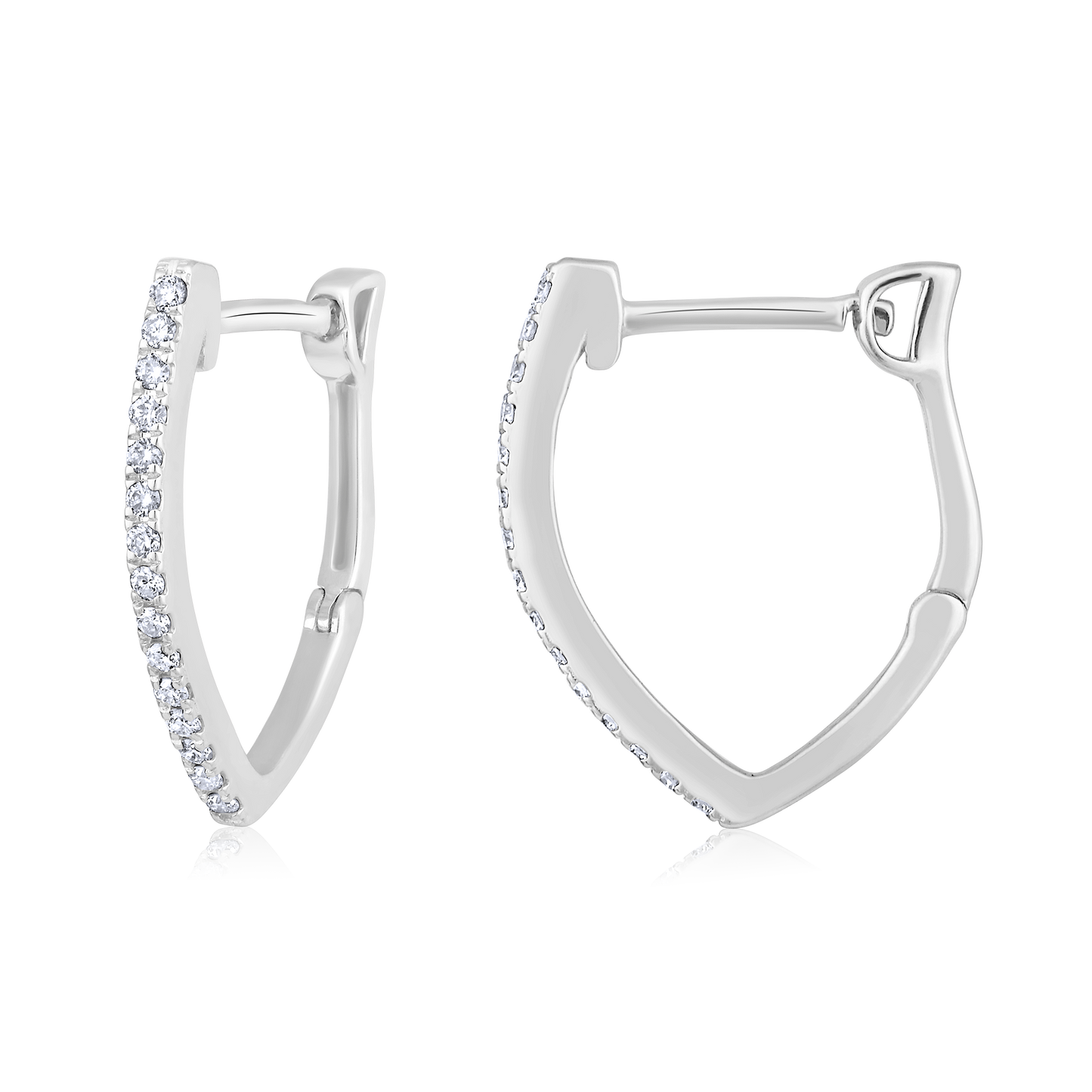 Solid Gold 0.2ct Natural Diamond Triangle Hoop Huggie Earrings