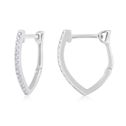 Solid Gold 0.2ct Natural Diamond Triangle Hoop Huggie Earrings