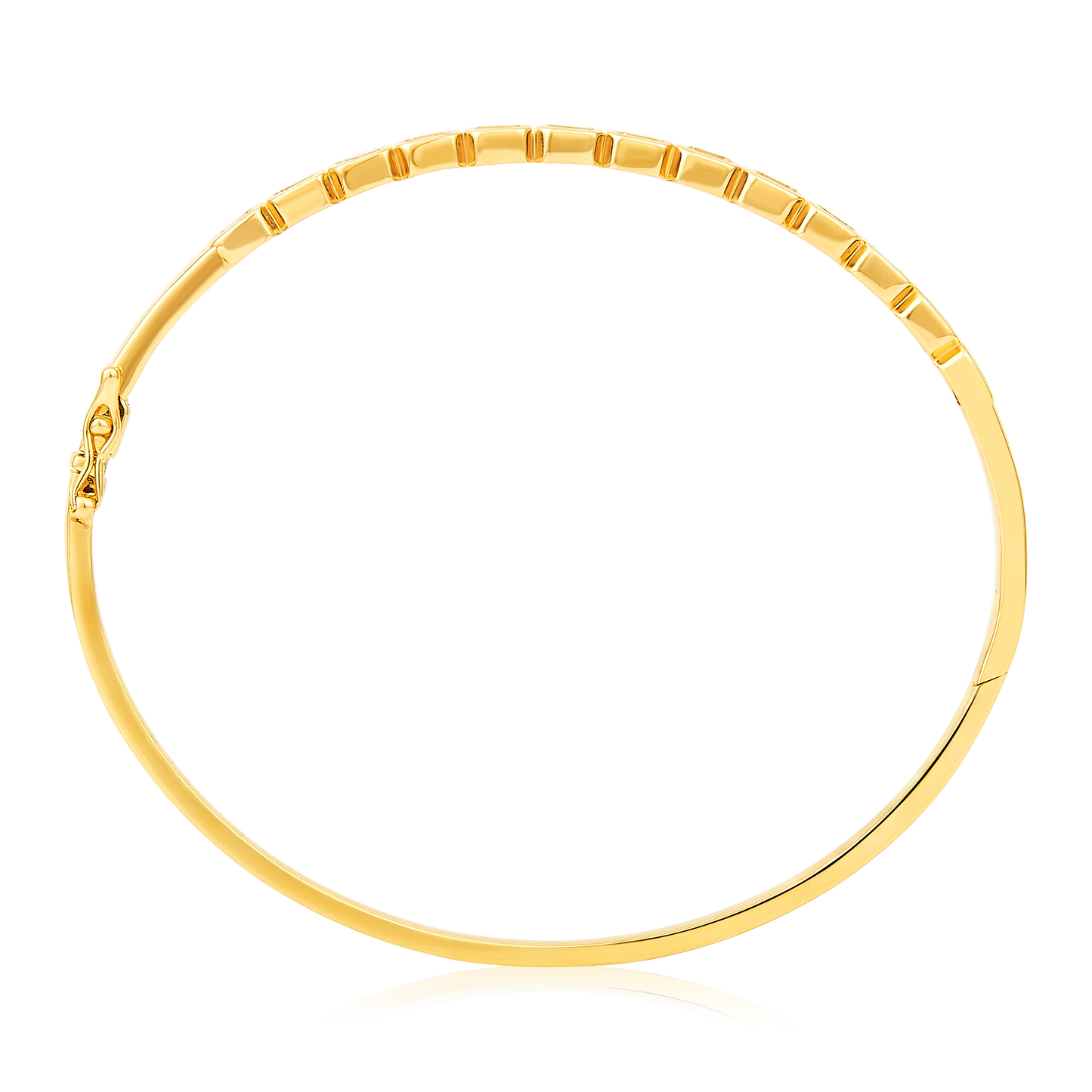 Solid Gold 1.8ct Natural Diamond Bezel Baguette Tennis Bangle Bracelet