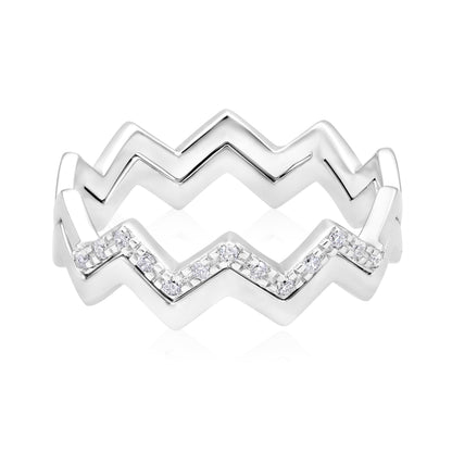 0.09ct Natural Diamond Solid Gold Curved Wave Band Ring