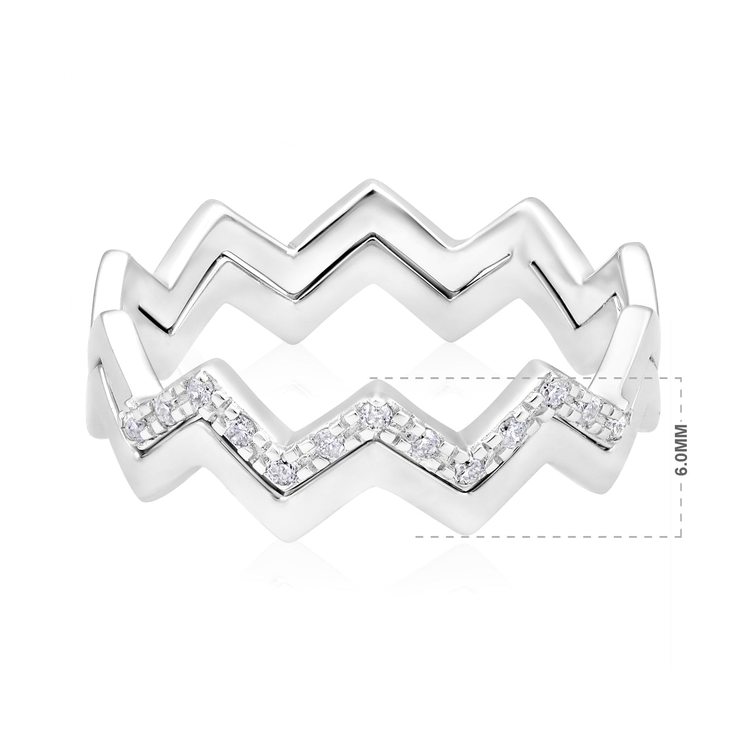 0.09ct Natural Diamond Solid Gold Curved Wave Band Ring