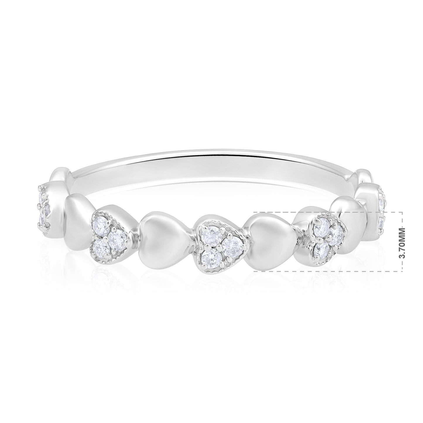 0.13ct Natural Diamond Solid Gold Heart Band Ring