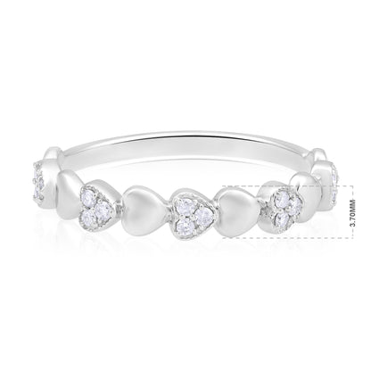 0.13ct Natural Diamond Solid Gold Heart Band Ring