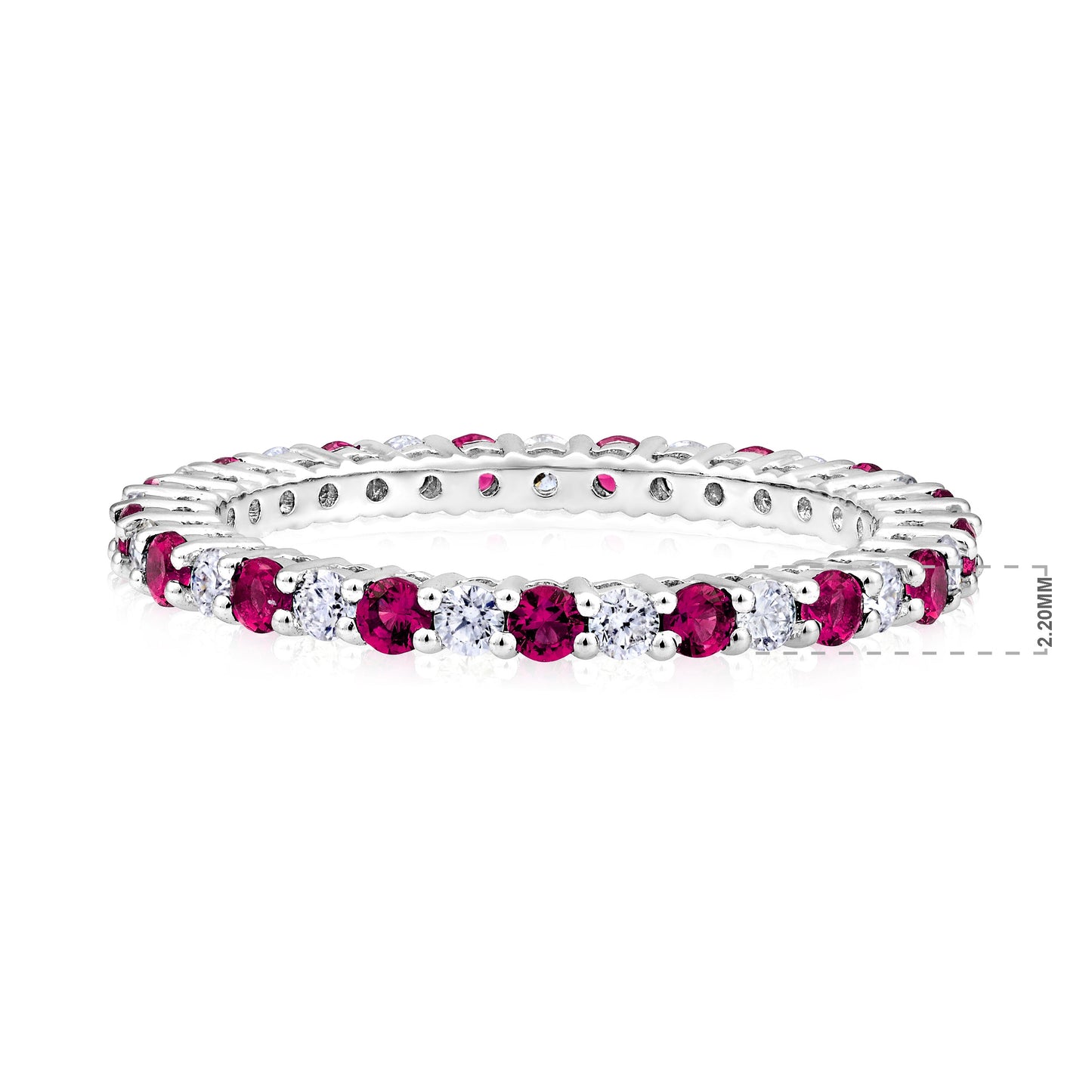 Solid Gold 1.15ct Natural Diamond w/ Ruby Thin Band Ring