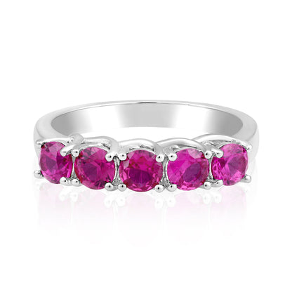 Solid Gold 1.21ct Pink Ruby 5 Stone Band Ring