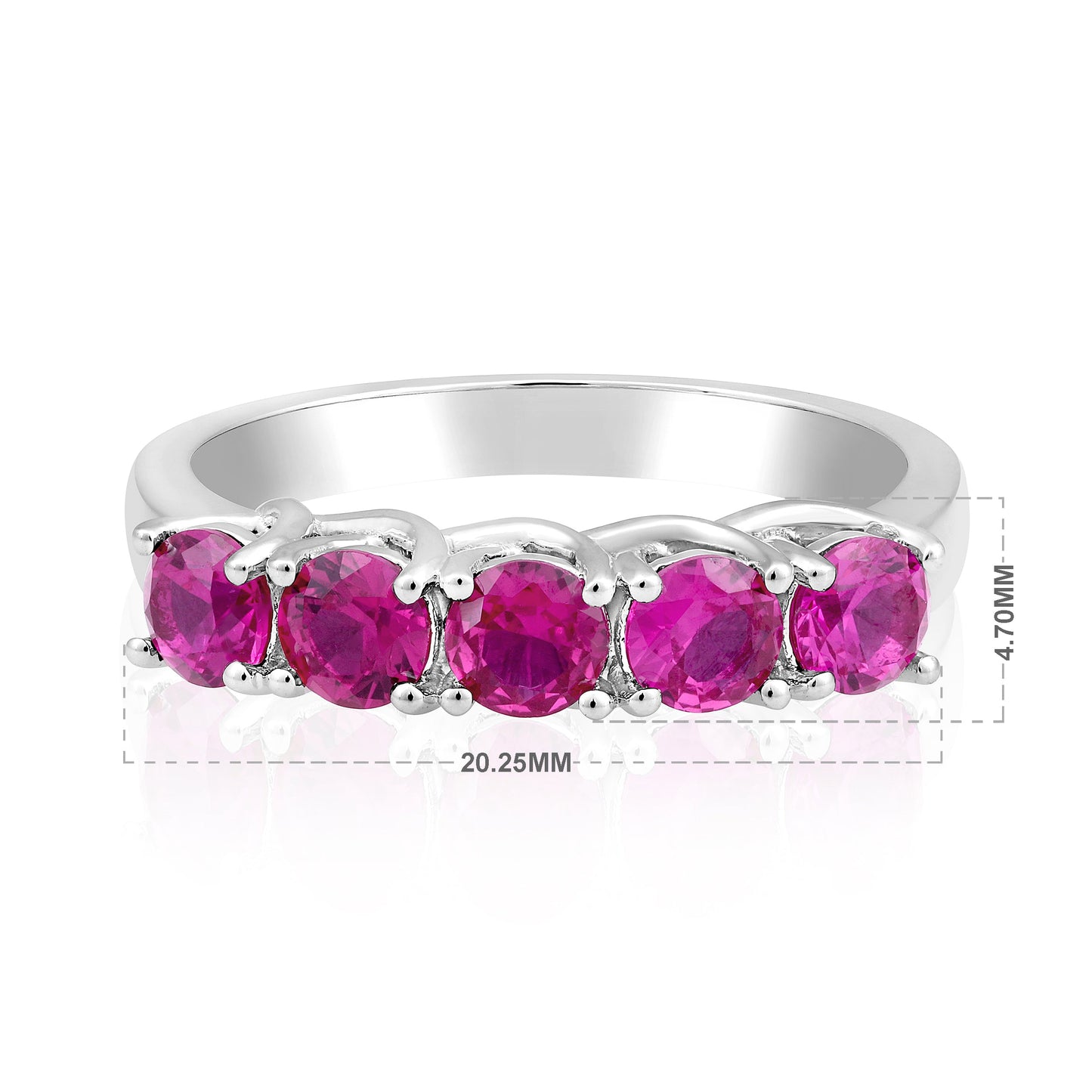 Solid Gold 1.21ct Pink Ruby 5 Stone Band Ring
