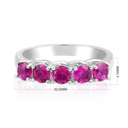 Solid Gold 1.21ct Pink Ruby 5 Stone Band Ring