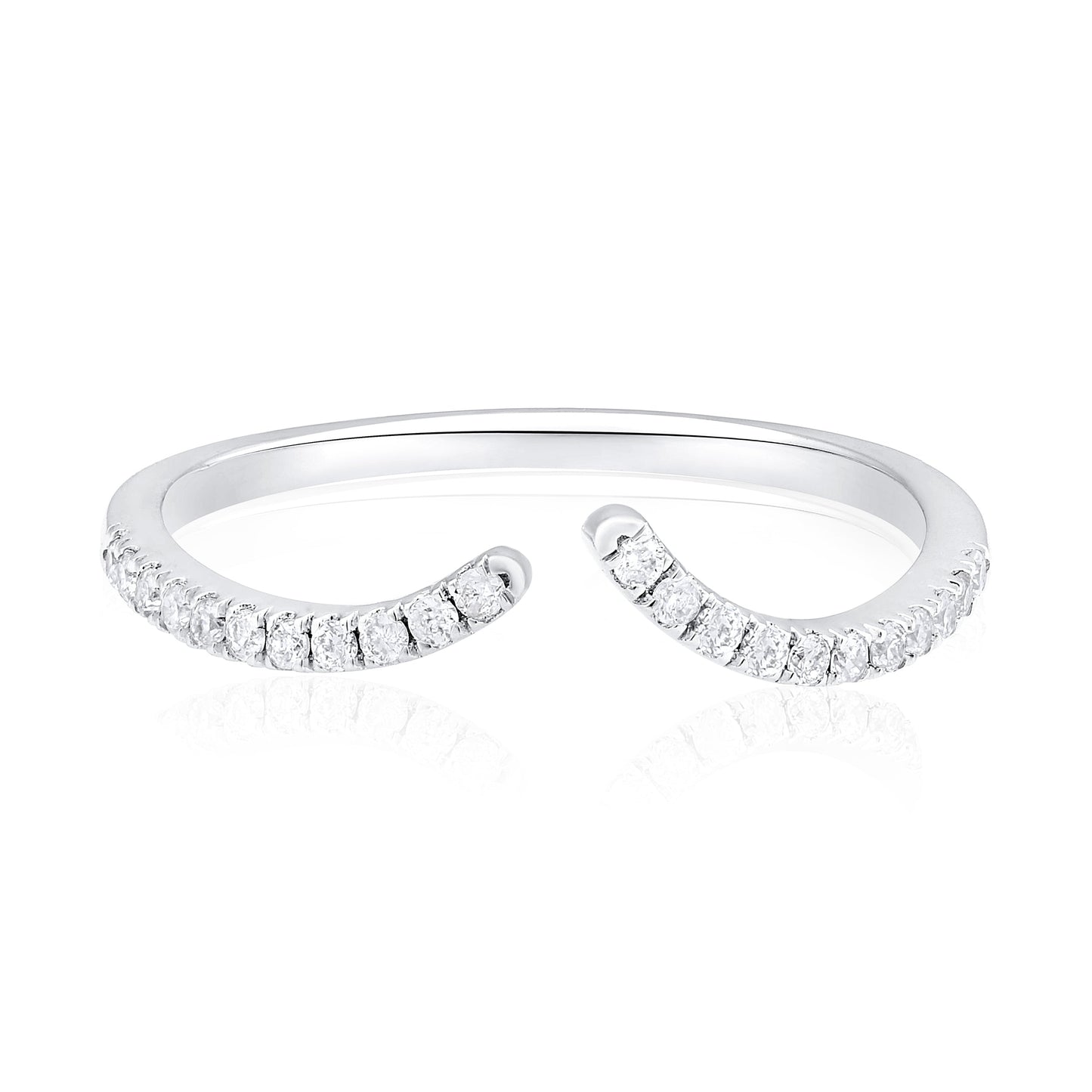 0.16ct Natural Diamond Solid Gold Curved Open Ring