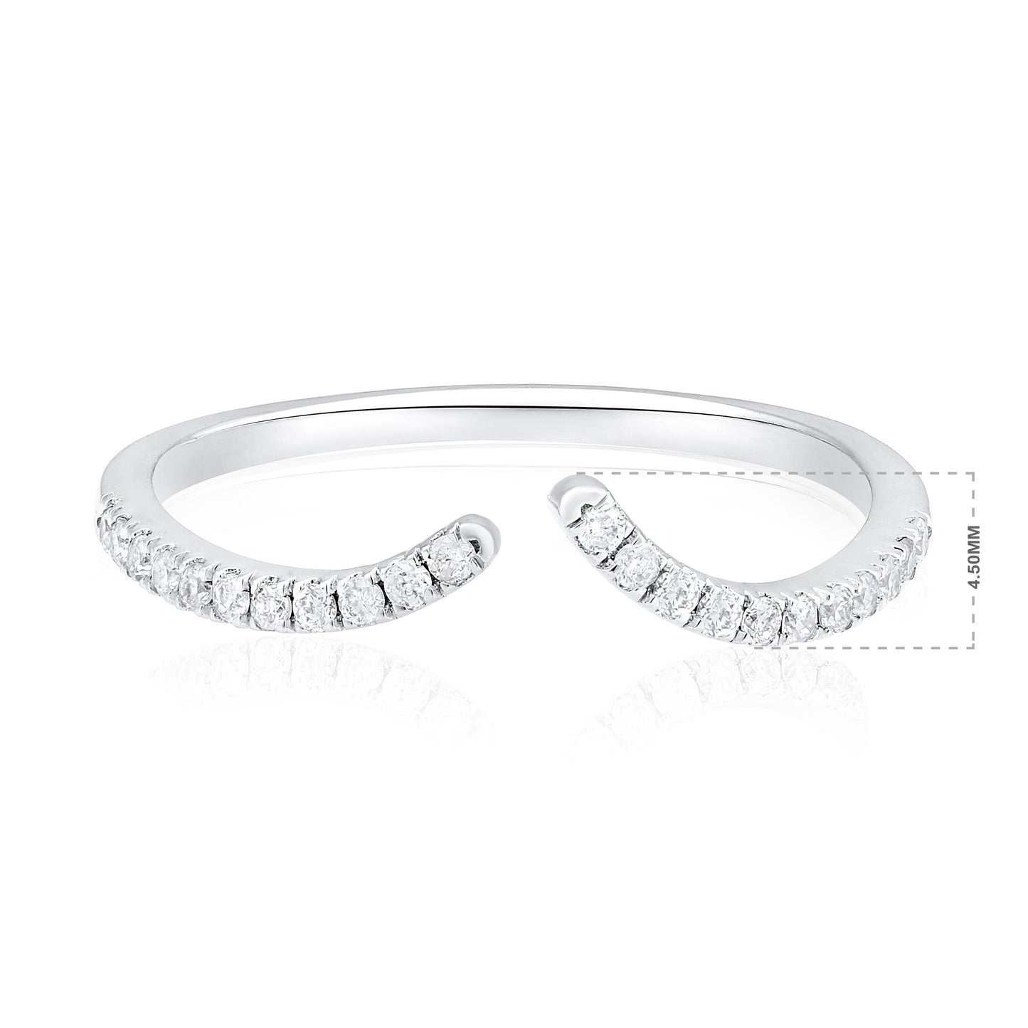 0.16ct Natural Diamond Solid Gold Curved Open Ring